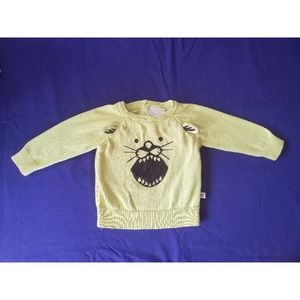 Rosie Pope Yellow Lion Sweater with 3D Ear Detailing and Top Back Button…